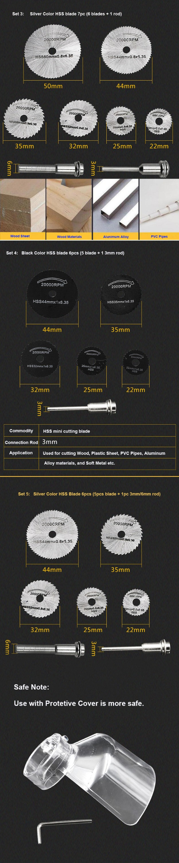 6-Piece Mini HSS Rotary Tool Saw Blade Set detail image 4 of 7
