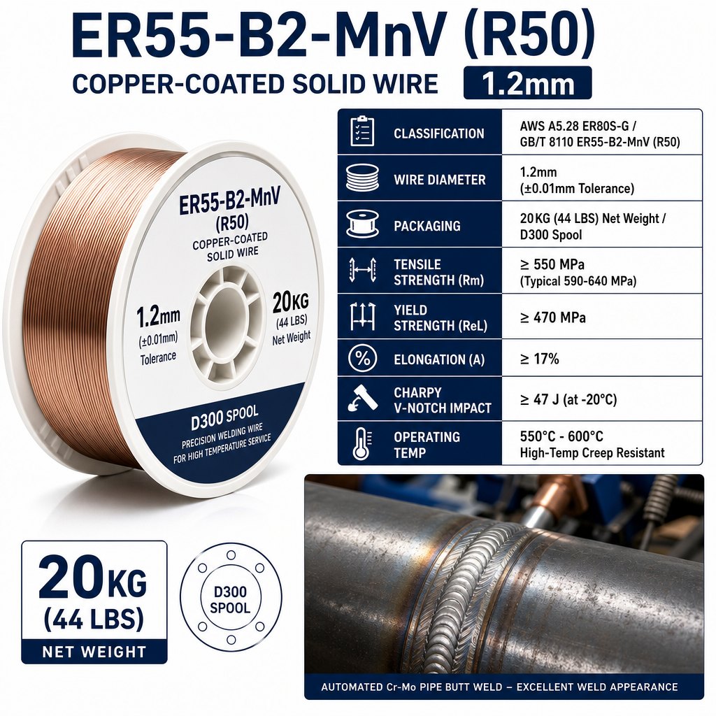 ER55-B2MnV Low-Alloy Heat-Resistant MIG Welding Wire detail image 4 of 10