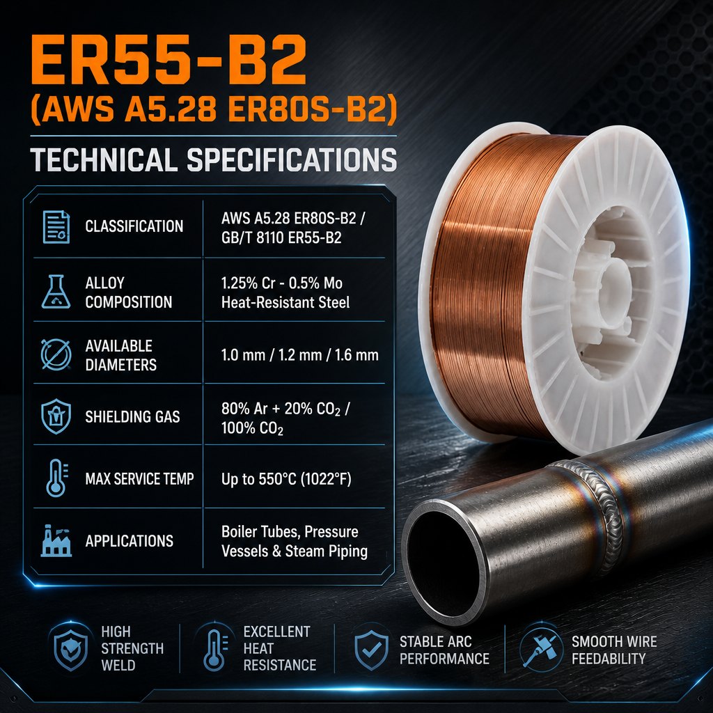 ER55-B2 Heat-Resistant Steel MIG Welding Wire detail image 2 of 9