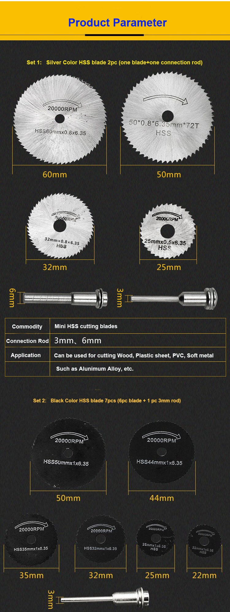6-Piece Mini HSS Rotary Tool Saw Blade Set detail image 3 of 7